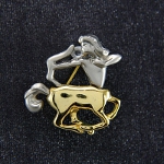 Zodiac Brooch Gold & Silver Pewter Tone Figural Sagittarius
