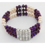 Iridescent AB Crystal Rhinestone & Faux Pearl Stretch Bracelets
