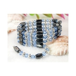 Magnetic Hematite & Faceted Glass Beads Wrap Bracelets ~ Slate
