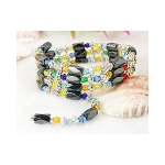 Magnetic Hematite & Faceted Glass Beads Wrap Bracelets ~ Multi