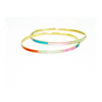 Gold Tone Channel Bangle Bracelet with Multi-Colored Enamel