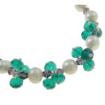 Delicate Genuine FW Pearl & Faceted Crystal Bracelet ~ Green