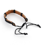 Adjustable Genuine Black Leather Bracelet Music G Clef & Skull