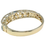 Renaissance Style Rhinestone Navettes Gold Tone Bangle Bracelet