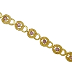 Elegant Vintage 1930's Style Gold Tone Amethyst CZ Bracelet