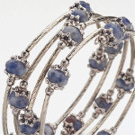 Adjustable Gemstone Bead & Silver Wrap Bracelet Lapis Lazuli