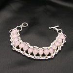 Artist-Crafted Sterling Silver & Pink Quartz Chain Bracelet