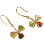 18K Gold Plate 1970's Retro Inspired Tri-Color CZ Earrings