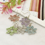 Mixed Colors Enamel Decorated Silver Tone Snowflake Earrings