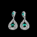 Large Faceted Crystal & Rhinestone Bling Earrings ~ Green