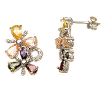 Sterling Silver & Multi-Colored CZ Stone Modern Earrings