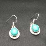 Artist-Crafted Sterling Silver & Oval Blue Turquoise Earrings