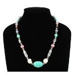 Turquoise & Rose Acrylic CCB Bead Necklace