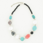NKL-144c Turquoise & Glass Bead Adjustable Necklace