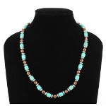 Turquoise & Bronze Tone Bead Necklace