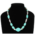 Turquoise & Shaded CCB Silver Tone Bead Necklace