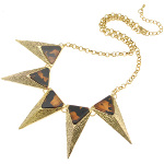 Boutique Gold Tone Art Deco Tortoise Luster Triangular Necklace