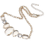 Boutique Gold Tone Faceted Clear Crystal Cluster Necklace