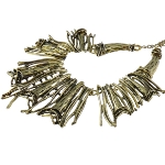 Antiqued Gold Tone Trumpet Blossom & Tendril Statement Necklace