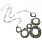 Retro 1960's Modern Beaded Circle Statement Necklace ~ Silver
