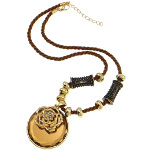 Boho Chic Gold Tone Sienna Crystal Bead & Flower Necklace