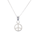 Sterling Silver Peace Sign Hippy Boho Pendant Necklace