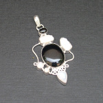 Artist-Crafted Sterling Silver & Black Onyx MOP Pendant