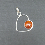 Artist-Crafted Sterling Silver & Genuine Amber Heart Pendant