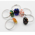 Mixed Adjustable Modern Funky Millefiori Art Glass Cabochon Ring