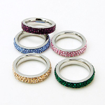 Mixed High Quality Stainless Steel Large Rings with Rhinestones