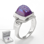 Genuine Lavender Sajen Druisy Silverplated Iridescent Ring Size
