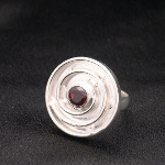 Artist-Crafted Art Deco Swirl Sterling Silver & Garnet Ring