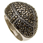 Art Deco Sterling Silver Marcasite Cluster Geometric Ring