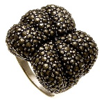 Large Sterling Silver Marcasite Cluster Cocktail Ring